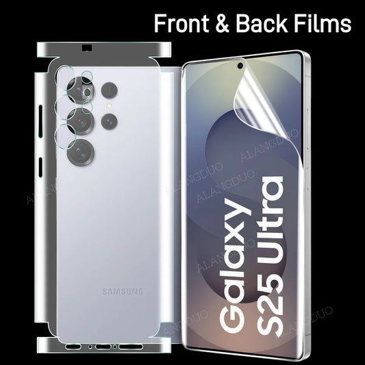 Front+Back Hydrogel Film For Samaung Galaxy S25 Ultra , S23 S24 Ultra , S25+ , S24+  Screen Protector Full Body HD Front Back