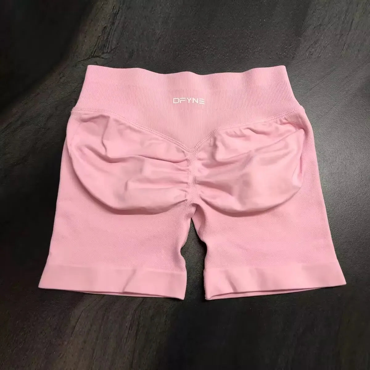 Women Impact Shorts With Logo Low Ribbed Waist Yoga Shorts Seamless Scrunch Bum Workout Gym Shorts Booty Running Shorts