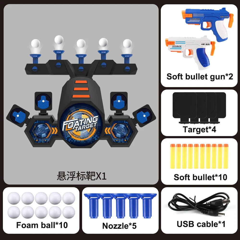 Electric Floating Flying Ball Shooting Target with Double Pistols and Soft Bullet Gun Shooting Target Children's Toy Gun Set