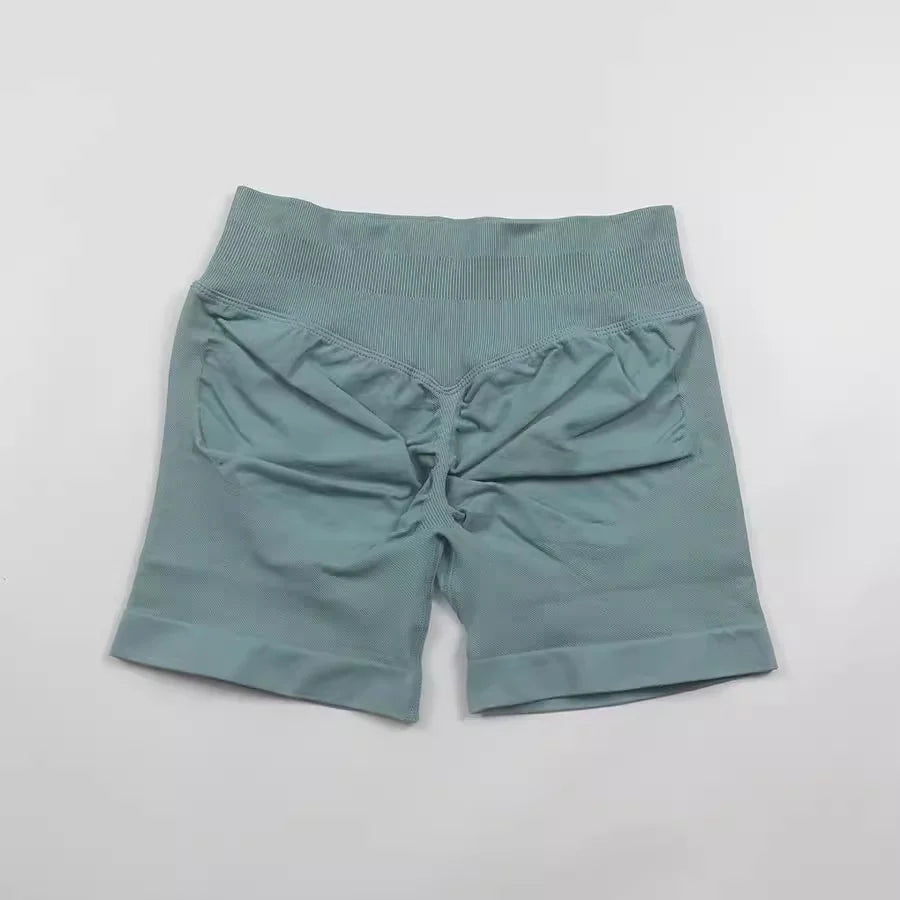 Women Impact Shorts With Logo Low Ribbed Waist Yoga Shorts Seamless Scrunch Bum Workout Gym Shorts Booty Running Shorts
