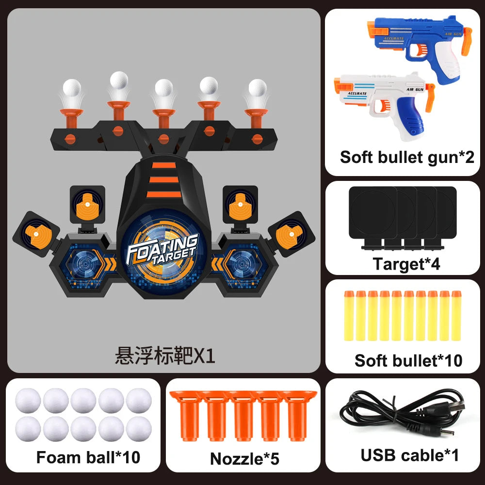 Electric Floating Flying Ball Shooting Target with Double Pistols and Soft Bullet Gun Shooting Target Children's Toy Gun Set
